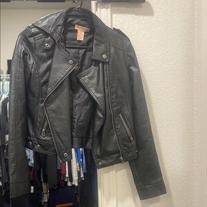 Paris Blues Black Leather Motorcycle Jacket Asymmetrical Design